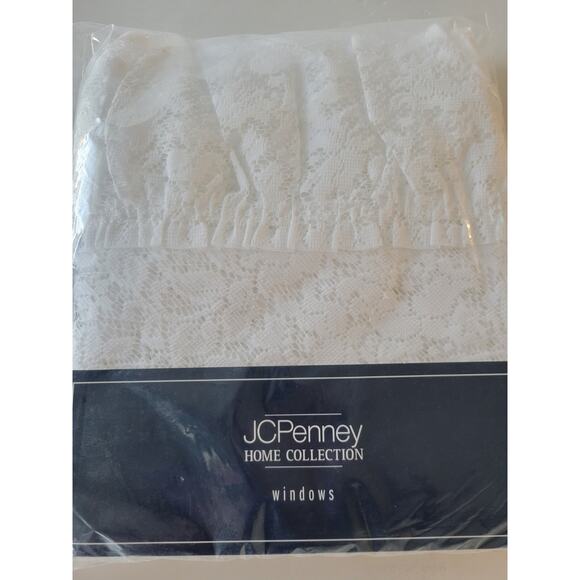 (2) Vintage JC Penney Home Collection Brenda White Lace Curtain Valance 90 X 38 - Picture 3 of 9